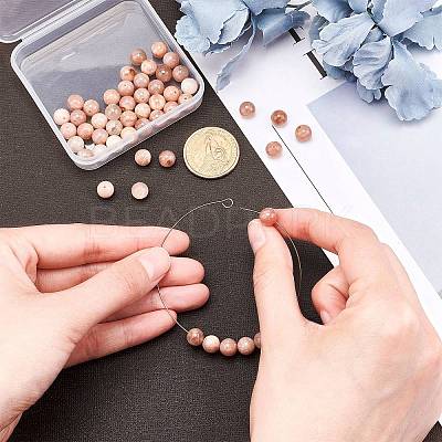Round Natural Sunstone Beads Strands G-AR0001-69-1