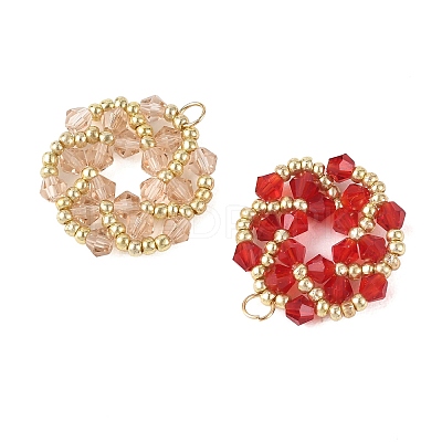 Imitate Austrian Crystal Bicone Glass Beaded Pendants PALLOY-MZ01394-1