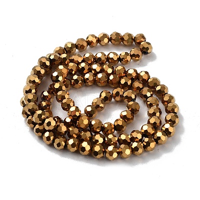 Faceted(32 Facets) Electroplate Glass Bead Strands X-EGLA-R042-6mm-03-1
