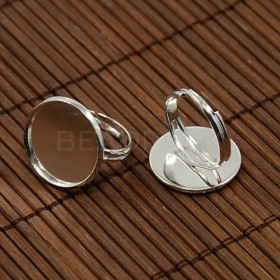 18mm Clear Domed Glass Cabochon Cover and Brass Pad Ring Bases for DIY Portrait Ring Making DIY-X0130-S-1