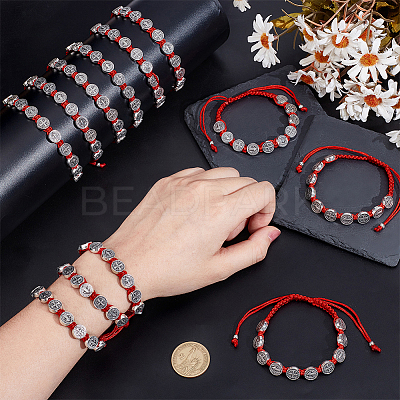 24Pcs Alloy Oval with St. Benedict & Cross Beads Bracelets BJEW-GO0001-23-1
