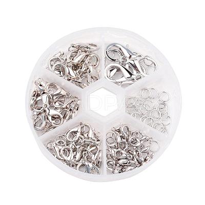 1 Box Zinc Alloy Lobster Claw Clasps and Iron Jump Rings Jewelry Findings PALLOY-X0004-B-1