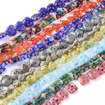 Handmade Millefiori Glass Beads Strands LK-F011-01-1