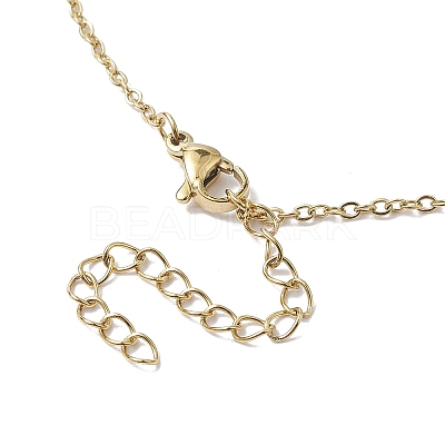 Electroplated Natural Quartz Crystal with Moon and Star Pendant Necklaces NJEW-JN04686-1