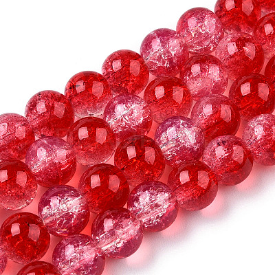 Transparent Crackle Baking Paint Glass Beads Strands DGLA-T003-01B-08-1