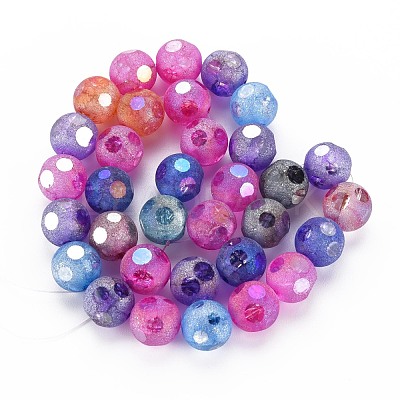 Transparent Electroplate Crackle Glass Beads Strands EGLA-T008-13-1