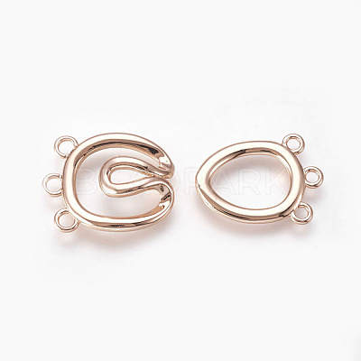 Brass Hook Clasps KK-P164-22RG-1