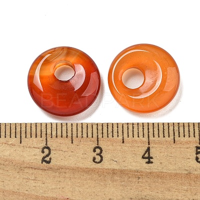 Natural Red Agate Donut/Pi Disc Charms X-G-G142-02P-1