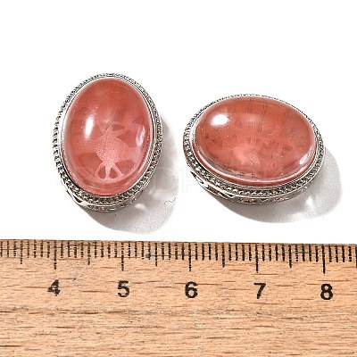 Synthetic Cherry Quartz Glass Multi-Strand Links KK-M304-02P-17-1