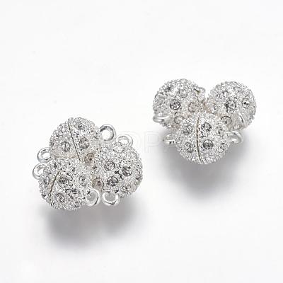 Alloy Rhinestone Magnetic Clasps with Loops RB-H116-3-S-1-1