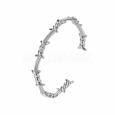 Dark Gothic Punk Irregular Thorn Wavy 304 Stainless Steel Open Cuff Bangles for Men Women EP9765-2-1