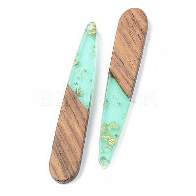 Transparent Resin & Walnut Wood Pendants RESI-S389-039A-B02-1