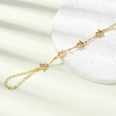 Brass Micro Pave Cubic Zirconia Mittens Bracelets BJEW-C156-01G-05-1