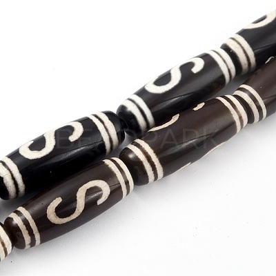 Tibetan Style Money Hook dZi Beads Strands TDZI-O003-29D-1