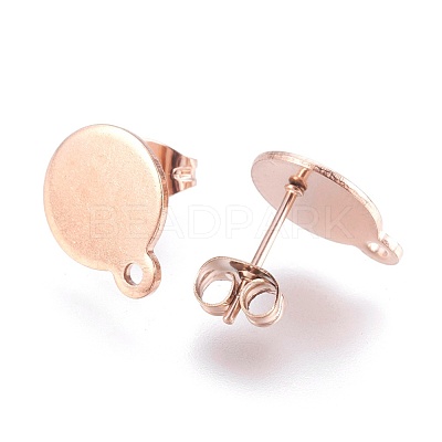 Ion Plating(IP) 304 Stainless Steel Stud Earring Findings STAS-G178-02RG-10mm-1