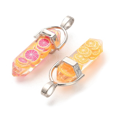 Fruit Theme Epoxy Resin Pendants RESI-L045-02P-1
