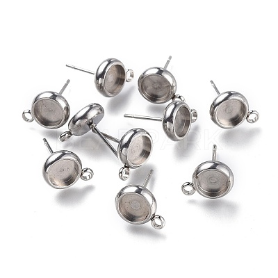 Non-Tarnish 304 Stainless Steel Stud Earring Settings STAS-I161-01B-P-1
