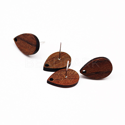 Coconut Brown Wood Stud Earring Findings EJEW-CJC0001-10-1