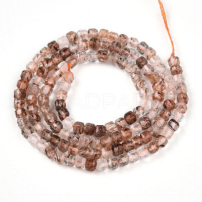 Natural Black Gold Rutilated Quartz Beads Strands G-T141-59-1