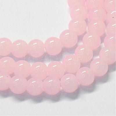 Baking Paint Imitation Jade Glass Round Bead Strands DGLA-Q021-10mm-02-1
