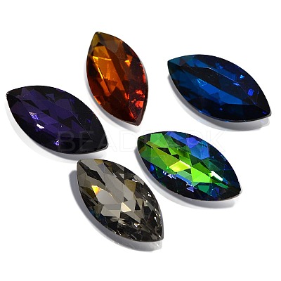 Faceted Horse Eye Glass Pointed Back Rhinestone Cabochons RGLA-A011-13x27mm-SM-1