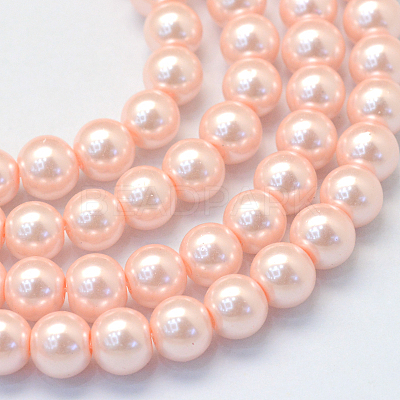 Baking Paint Pearlized Glass Pearl Round Bead Strands HY-Q003-6mm-05-1