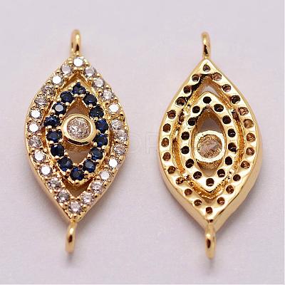 Brass Micro Pave Cubic Zirconia Links ZIRC-K055-02G-NR-1
