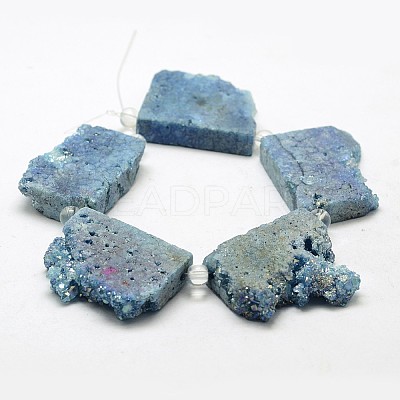 Electroplated Natural Druzy Crystal Beads Strands G-N0257-05-1