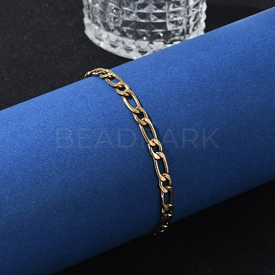 Ion Plating(IP) 304 Stainless Steel Figaro Chain Bracelets BJEW-L637-04A-G-1