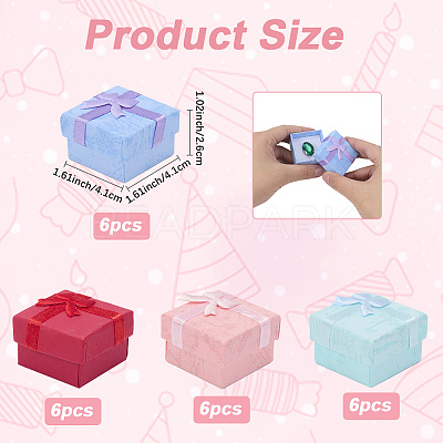 24Pcs 4 Colors Valentines Day Presents Packages Cardboard Ring Boxes CBOX-SP0001-02-1