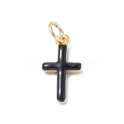 Real 18K Gold Plated Eco-Friendly Rack Plating Brass Enamel Pendants KK-F845-40G-04-1