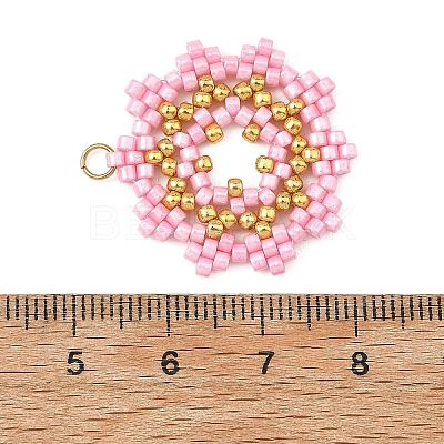 Glass Seed Beaded Pendants PALLOY-MZ01411-01-1