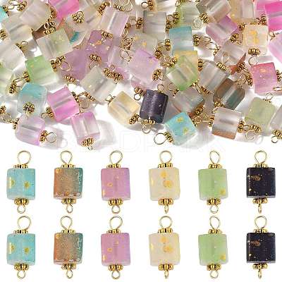 100Pcs Glitter Frosted Glass Cube Connector Charms PALLOY-FS00042-02-1