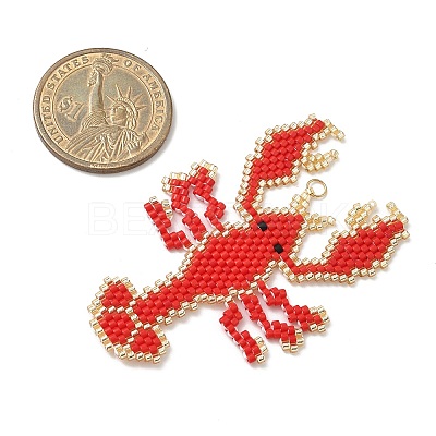 Beaded Crayfish Charms PALLOY-CJ00175-1