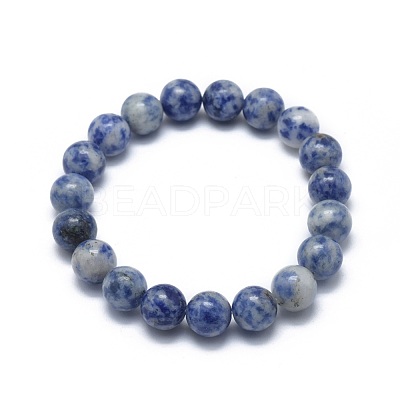 Natural Blue Spot Jasper Bead Stretch Bracelets BJEW-K212-C-039-1