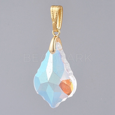AB Color Plated Electroplate Glass Pendants PALLOY-JF00446-01-1