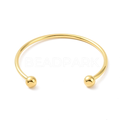 Screw End Ball 304 Stainless Steel Wire Open Cuff Bangle BJEW-F435-02G-1