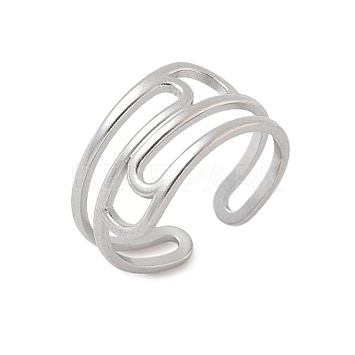 304 Stainless Steel Cuff Rings for Women RJEW-A079-08B-P-1