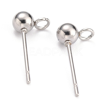 Non-Tarnish 304 Stainless Steel Ball Post Stud Earring Findings X-STAS-Z035-02P-F-1