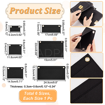 6pcs 6 style Wool Felt Bag Organizer Inserts FIND-WR0008-26-1