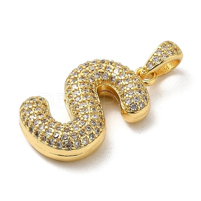 Brass Micro Pave Cubic Zirconia Pendants KK-E061-03G-19-1