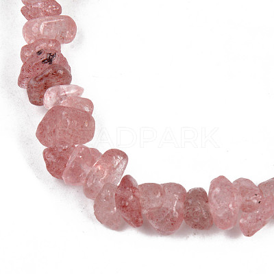 Unisex Chip Natural Strawberry Quartz Beaded Stretch Bracelets BJEW-S143-40-1