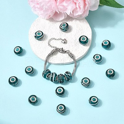 Rondelle Handmade Gold Sand Lampwork European Large Hole Beads X-LPDL-R007-07A-1