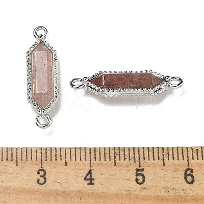 Natural Strawberry Quartz Faceted Double Terminal Pointed Hexagon Connector Charms G-G181-04P-03-1