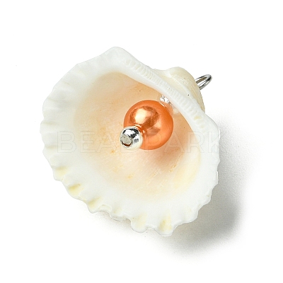 Natural Shell & Imitation Pearl Pendants PALLOY-JF03376-02-1