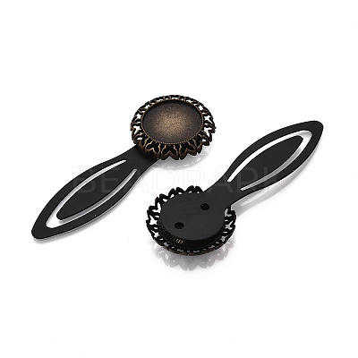 Alloy & Iron Bookmark Cabochon Settings PALLOY-N184-07AB-1