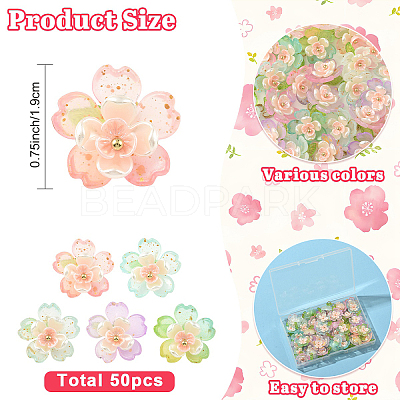 50Pcs 5 Colors Acrylic Charms PALLOY-YW00127-1