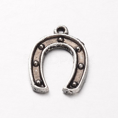 Tibetan Style Alloy Horseshoe Pendants TIBEP-3115-AS-RS-1