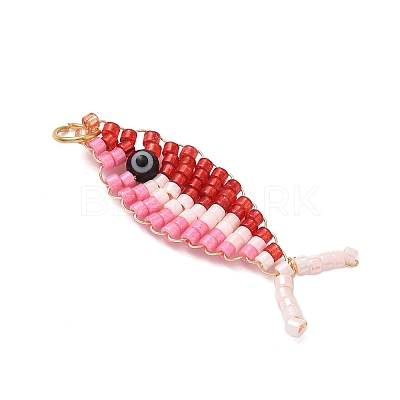 Glass Seed Beads Pendants PALLOY-MZ00908-1