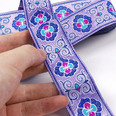 Ethnic Style Embroidery Polyester Ribbons FABR-PW0003-01H-1